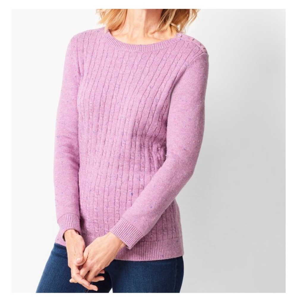 Talbots Donegal tweed cable knit sweater NWOT size L